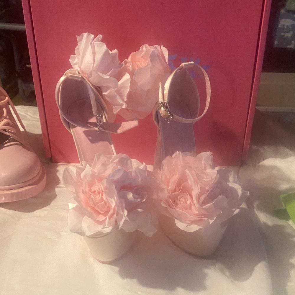 Pink Floral High Heels